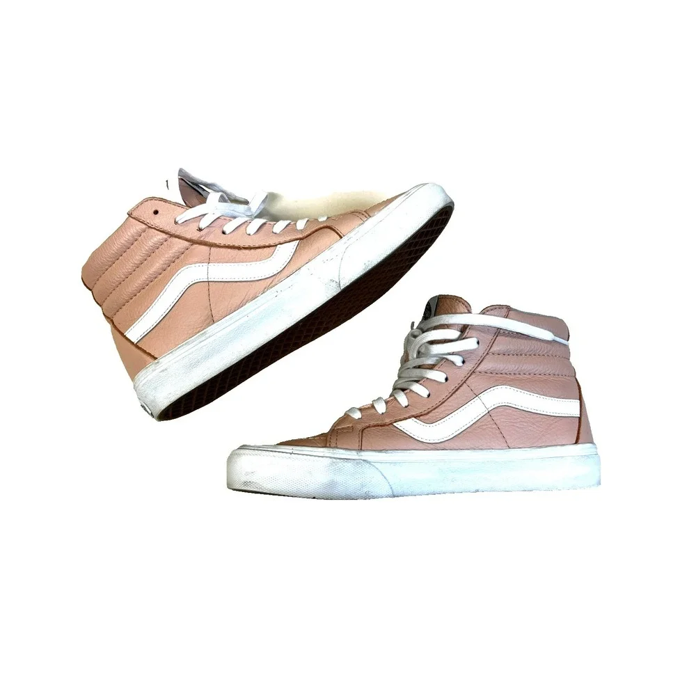 VANS Off the Wall SK8-Hi Reissue Sneaker High Top Pink Leather White Contrast, 9